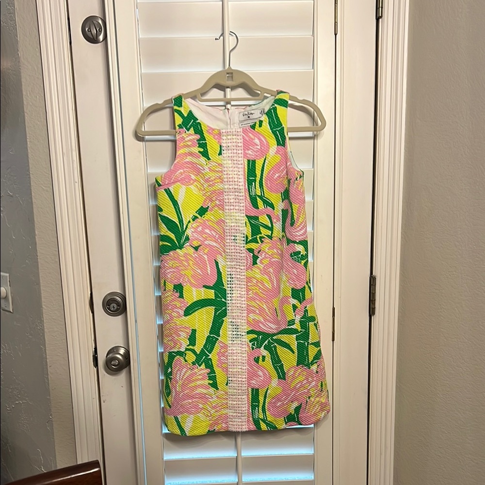 EUC Lily Pulitzer x Target Flamingo Fan Dance shift dress. Girls size XL (14/16)